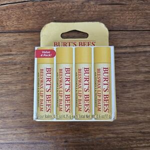 NEW Burt's Bees Beeswax Lip Balm 4-Pack